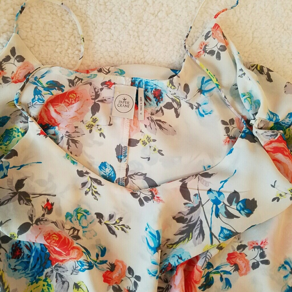 Neon floral ruffle tank